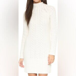 Club Monaco Simonya Cable-Knit Dress 100% Wool Size Small Neutral